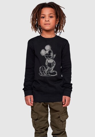 ABSOLUTE CULT Shirt 'Mickey Mouse - Sketch Kick' in Zwart: voorkant