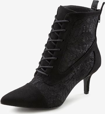 LASCANA Lace-Up Ankle Boots in Black: front