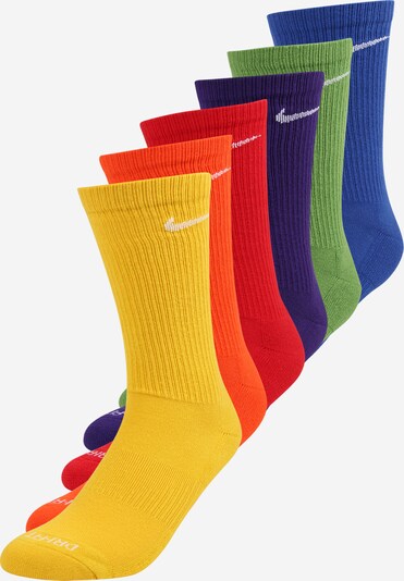 NIKE Chaussettes de sport en bleu / jaune / vert / violet foncé / orange / rouge vif, Vue avec produit