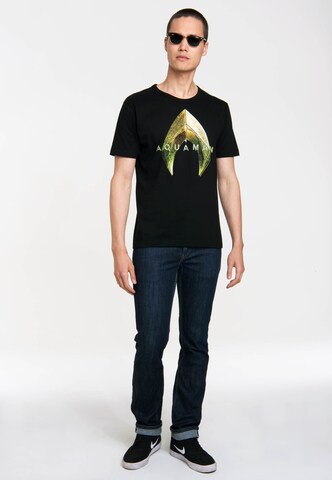 LOGOSHIRT Shirt 'Aquaman' in Zwart