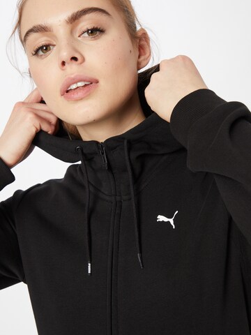 PUMA Athletic Zip-Up Hoodie in Black