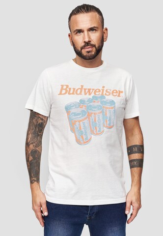 Recovered T-Shirt 'Budweiser Six Pack' in Weiß: predná strana