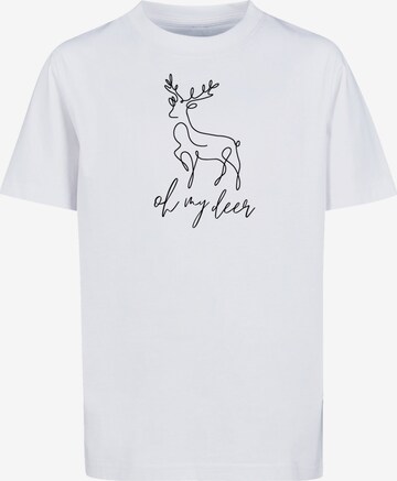 T-Shirt 'Winter Christmas Deer' F4NT4STIC en blanc : devant