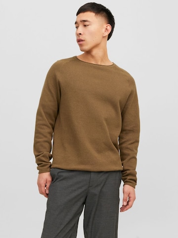 JACK & JONES - Regular Fit Pullover 'Hill' em castanho: frente