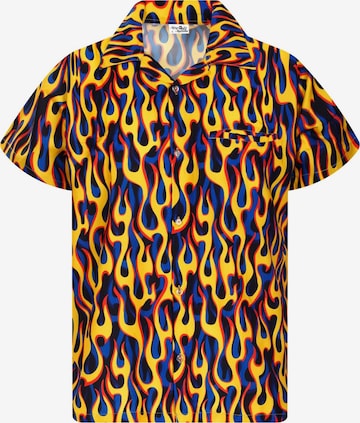 King Kameha Shirt 'Flames Allover' in Yellow: front