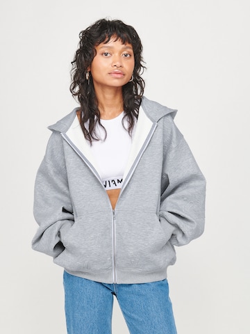 ABOUT YOU x VIAM Studio Sweat jacket 'No Limit' in Grey: front