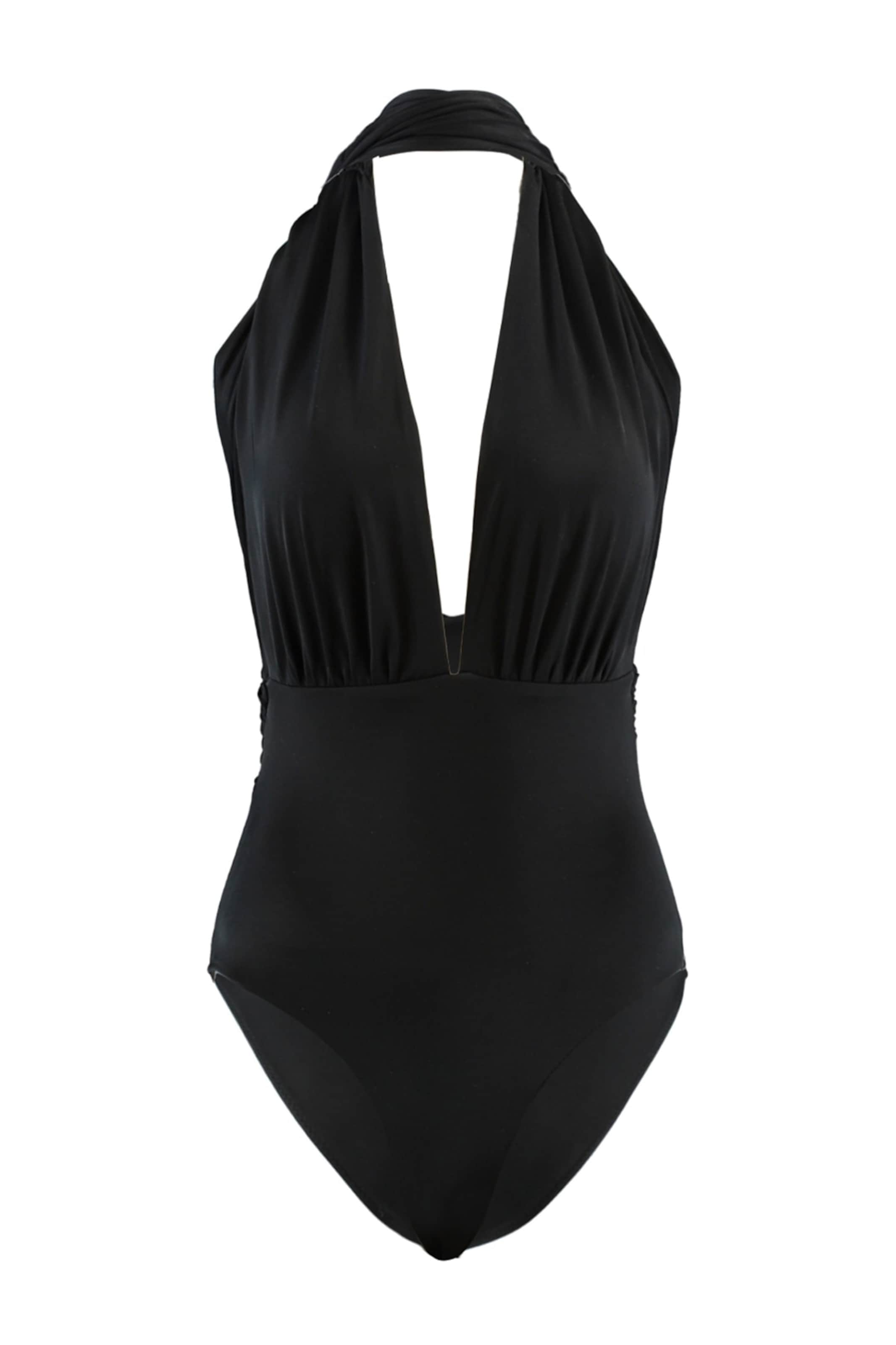 Trendyol High neck Swimsuit in Black: front
