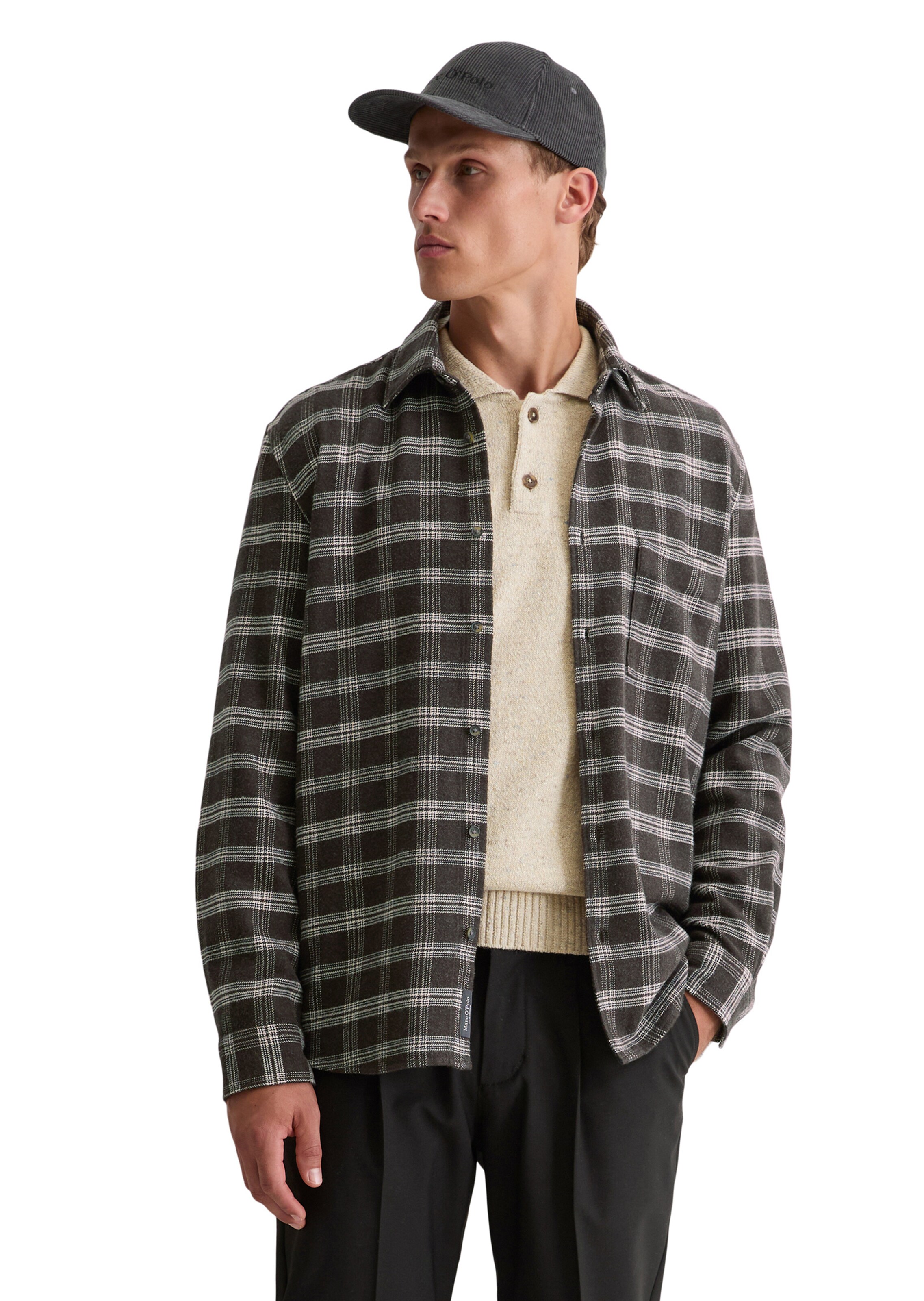 Marc O'PoloRegular Fit Košulja - crna boja: prednji dio