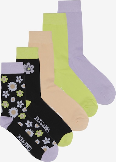 JACK & JONES Socken 'FLAW' in creme / apfel / lavendel / schwarz / weiß, Produktansicht