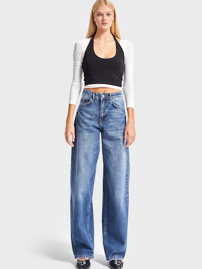 IT'S BASIC Jeans 'Skater High Rise Jeans (Lenght 32)' in 34/Tall in de kleur Blauw denim, Productweergave