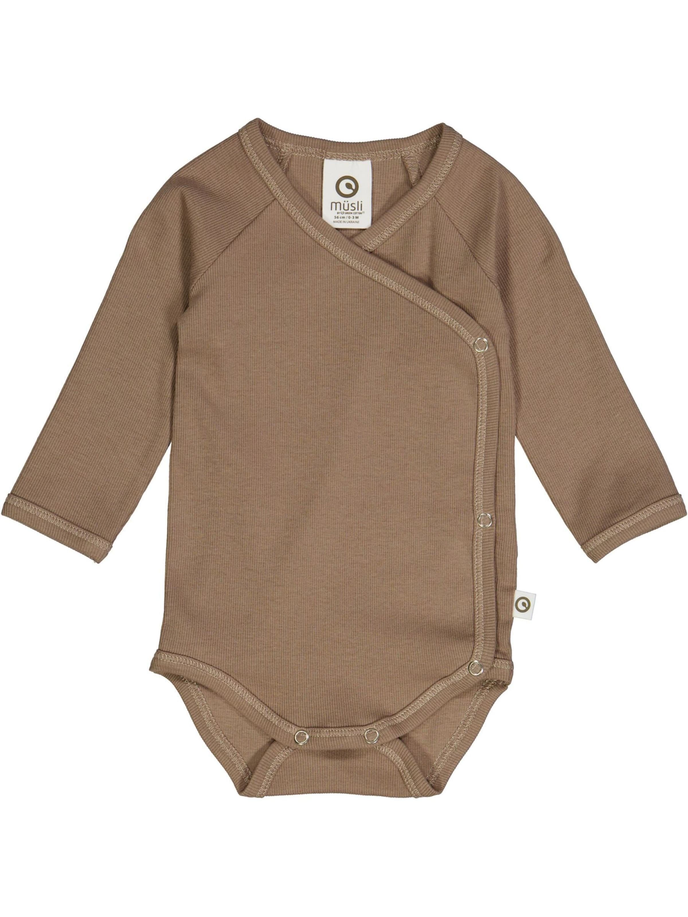 Barboteuse / body Müsli by GREEN COTTON en marron : devant