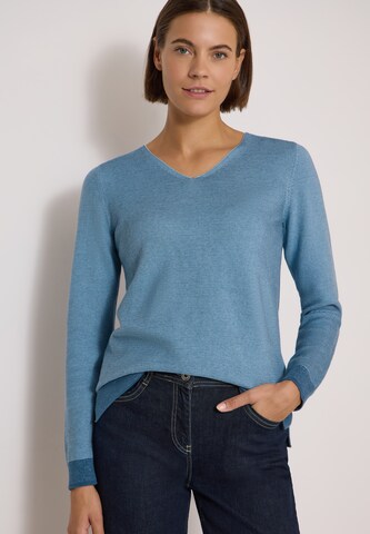 CECIL Pullover im Two-Tone-Look mit V-Neck in Blau: Vorderseite