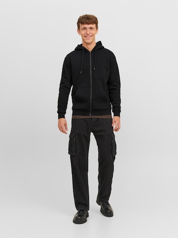 JACK & JONES Zip-Up Hoodie 'Bradley' in Black