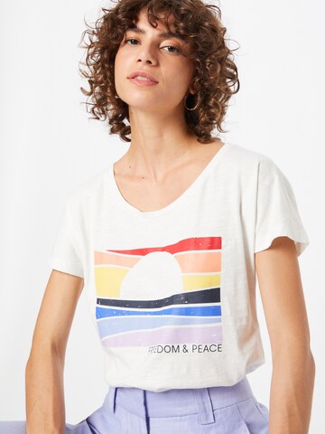 WLD Тениска 'Friendship & Peace' в бяло