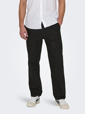 Only & Sons Loose fit Pants 'Sinus' in Black: front