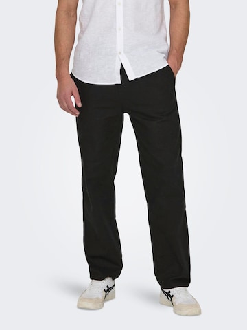 Loosefit Pantalon 'Sinus' Only & Sons en noir : devant