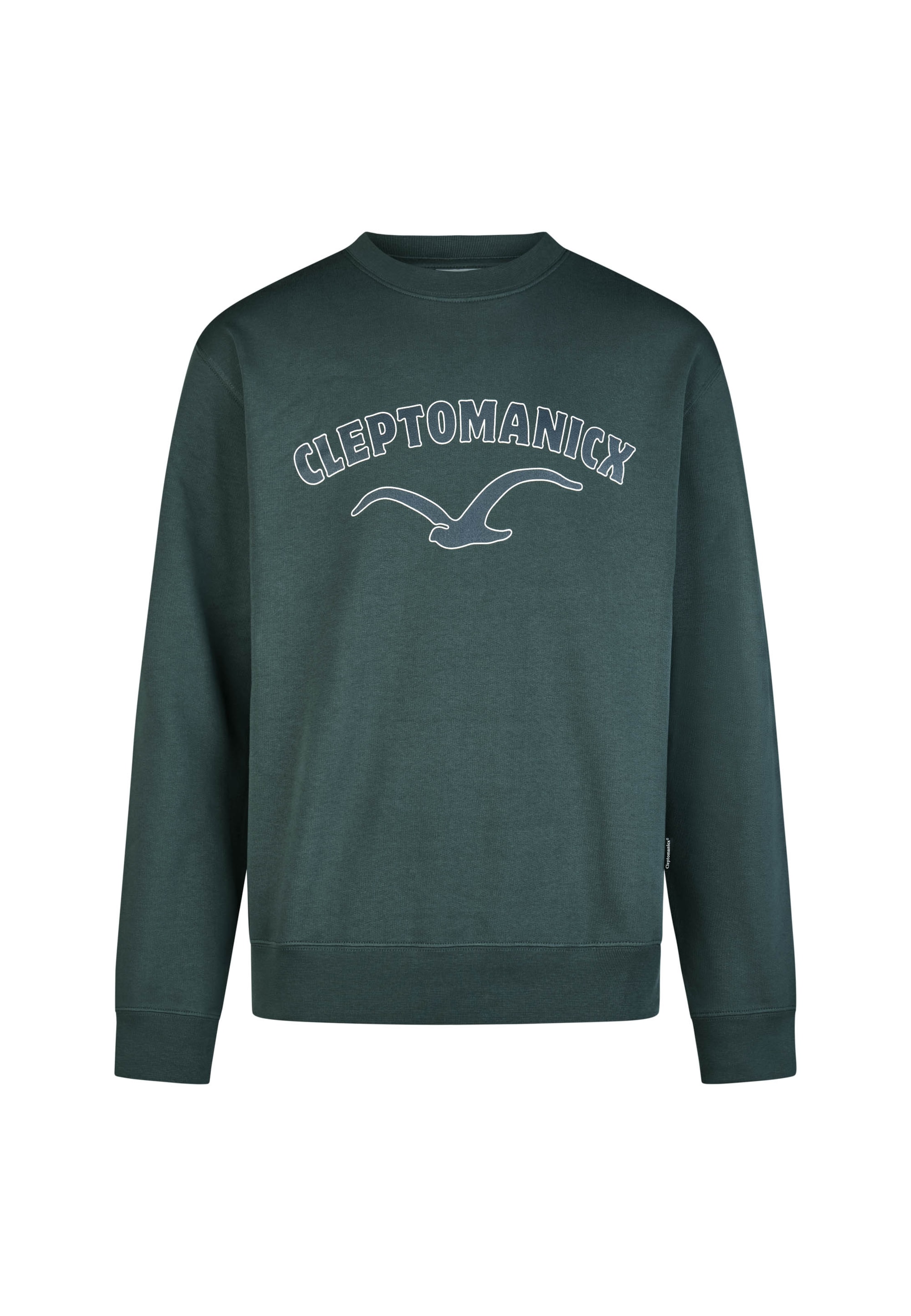 Cleptomanicx Sweatshirt 'College Type' in Green: front