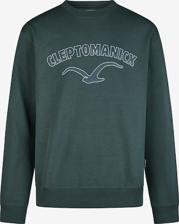 Cleptomanicx Sweatshirt 'Möwe Plate' in Grün: Vorderseite