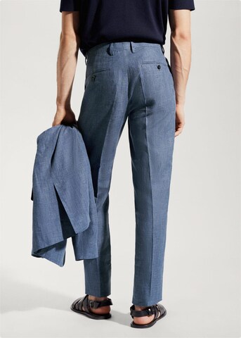 MANGO MAN Regular Pleated Pants 'Florida' in Blue