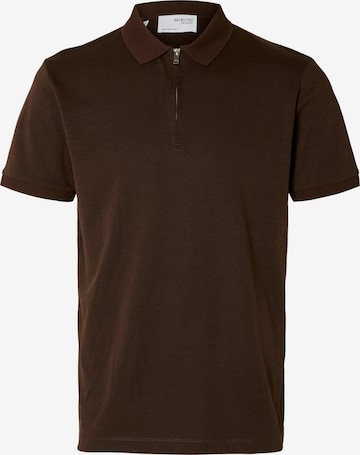 SELECTED HOMME - Camiseta 'Fave' en marrón: frente