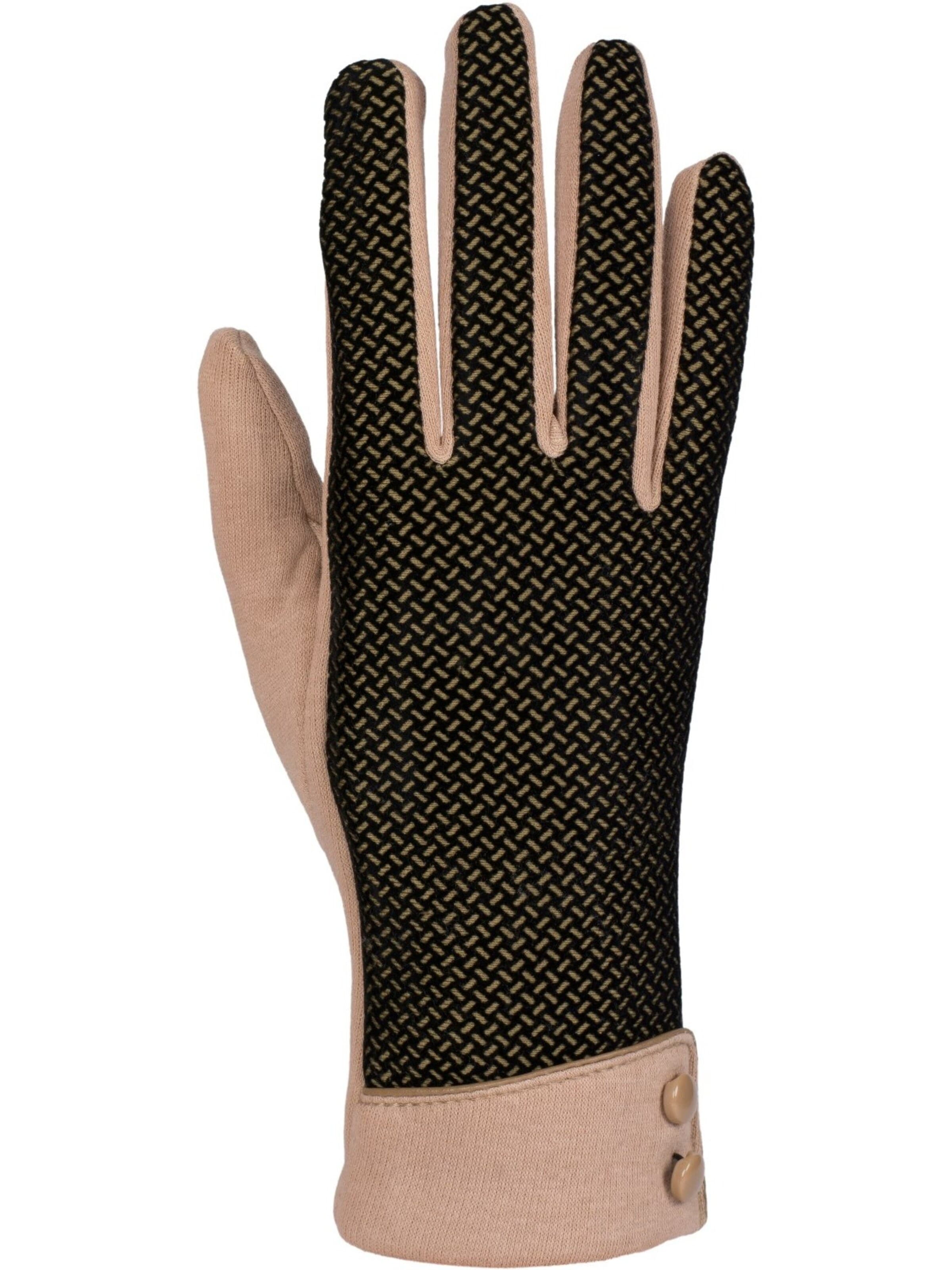 styleBREAKER Full finger gloves 'Touchscreen Handschuhe mit weichem Riffel Muster' in Brown