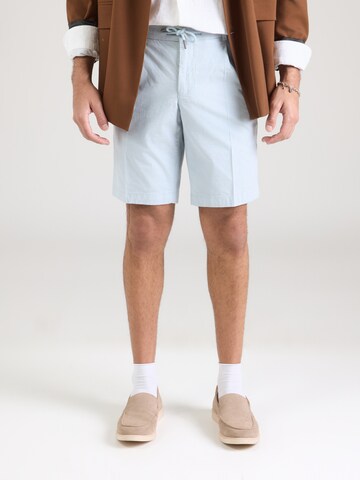 bugatti Regular Pleated Pants in Blue: front