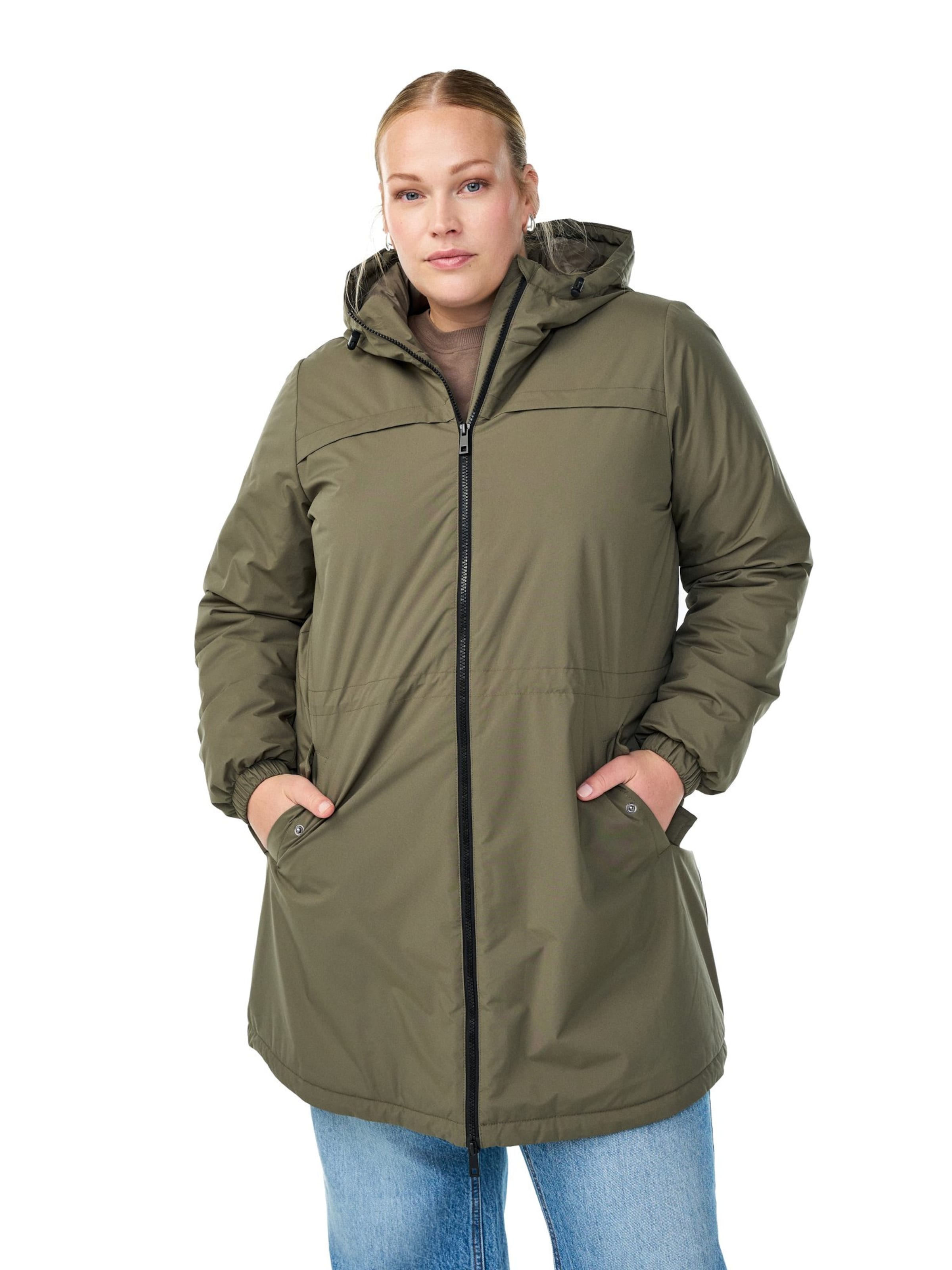 Parka mi-saison 'CACAM' Zizzi en vert : devant