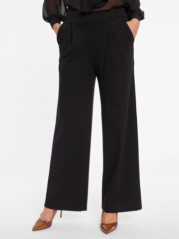 Ana Alcazar Bootcut Bandplooibroek 'Aila' in Zwart: voorkant