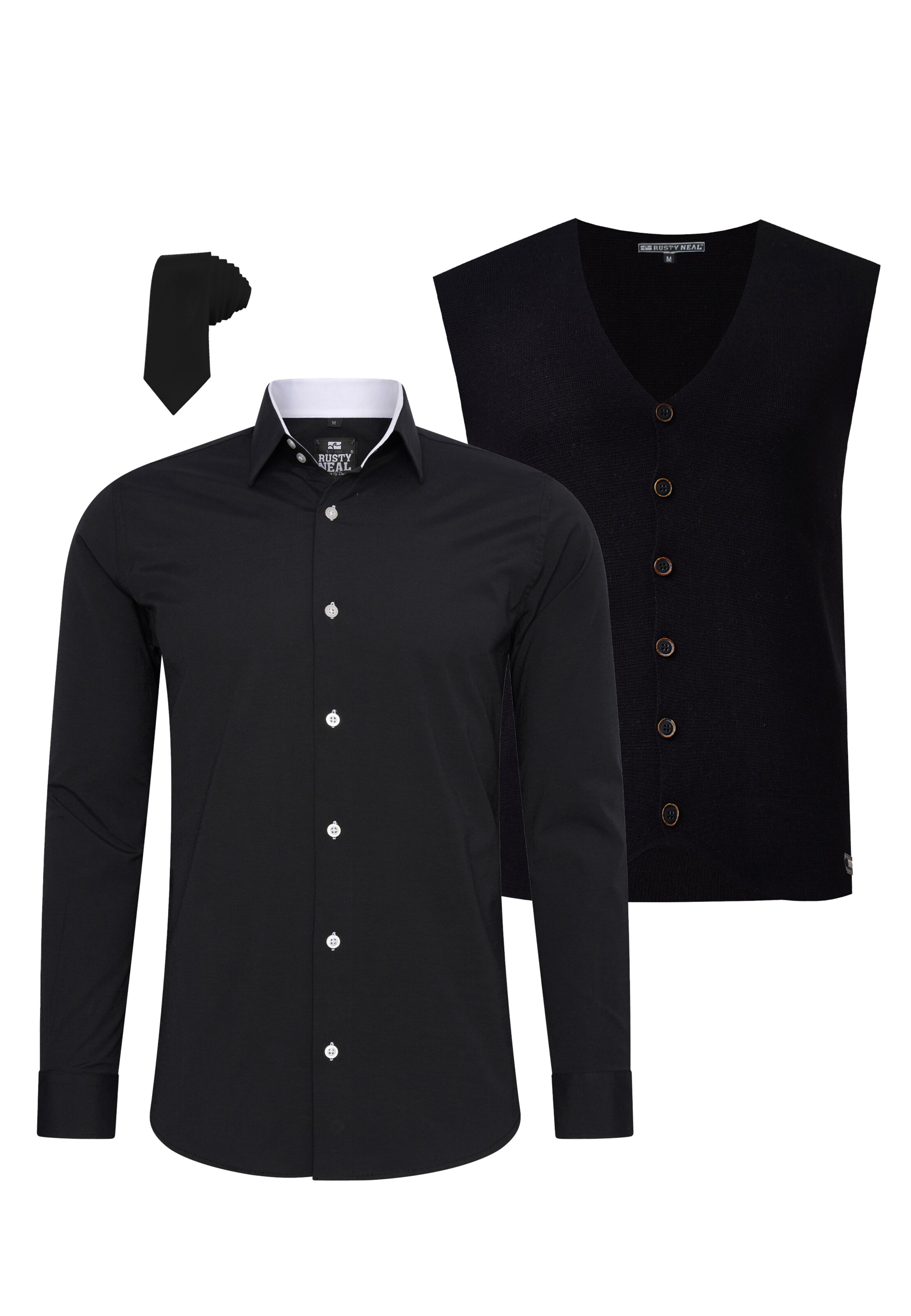 Rusty Neal Slim fit Button Up Shirt in Black: front