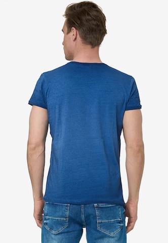 Rusty Neal Cooles T-Shirt mit Knopfleiste in Blau