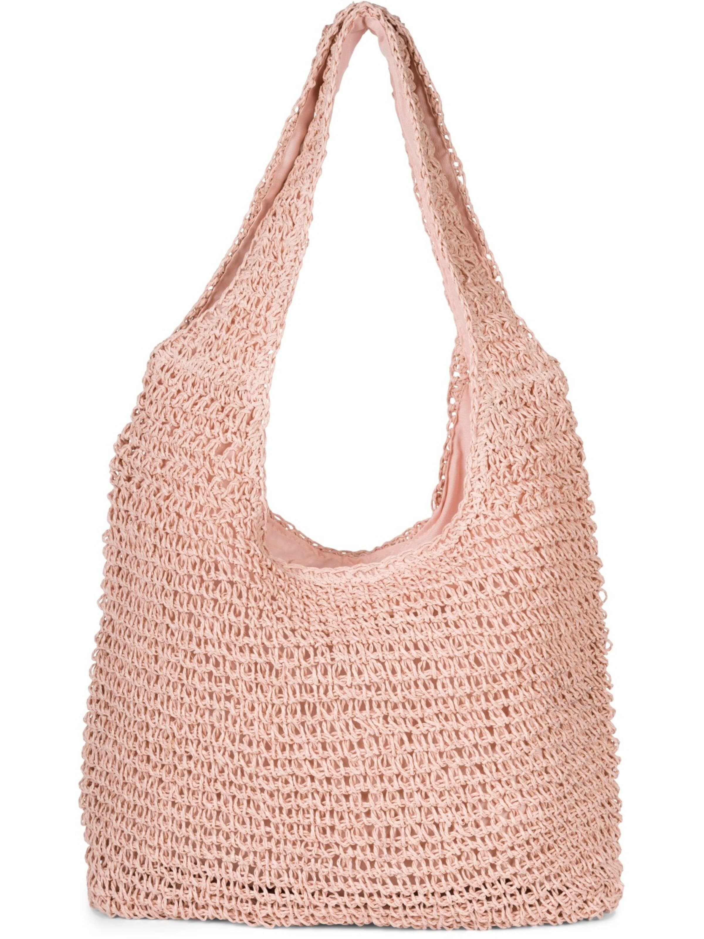 styleBREAKER Shoulder bag 'Papierstroh Beuteltasche' in Pink: front