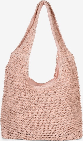 styleBREAKER Schultertasche 'Papierstroh Beuteltasche' in Pink: Vorderseite