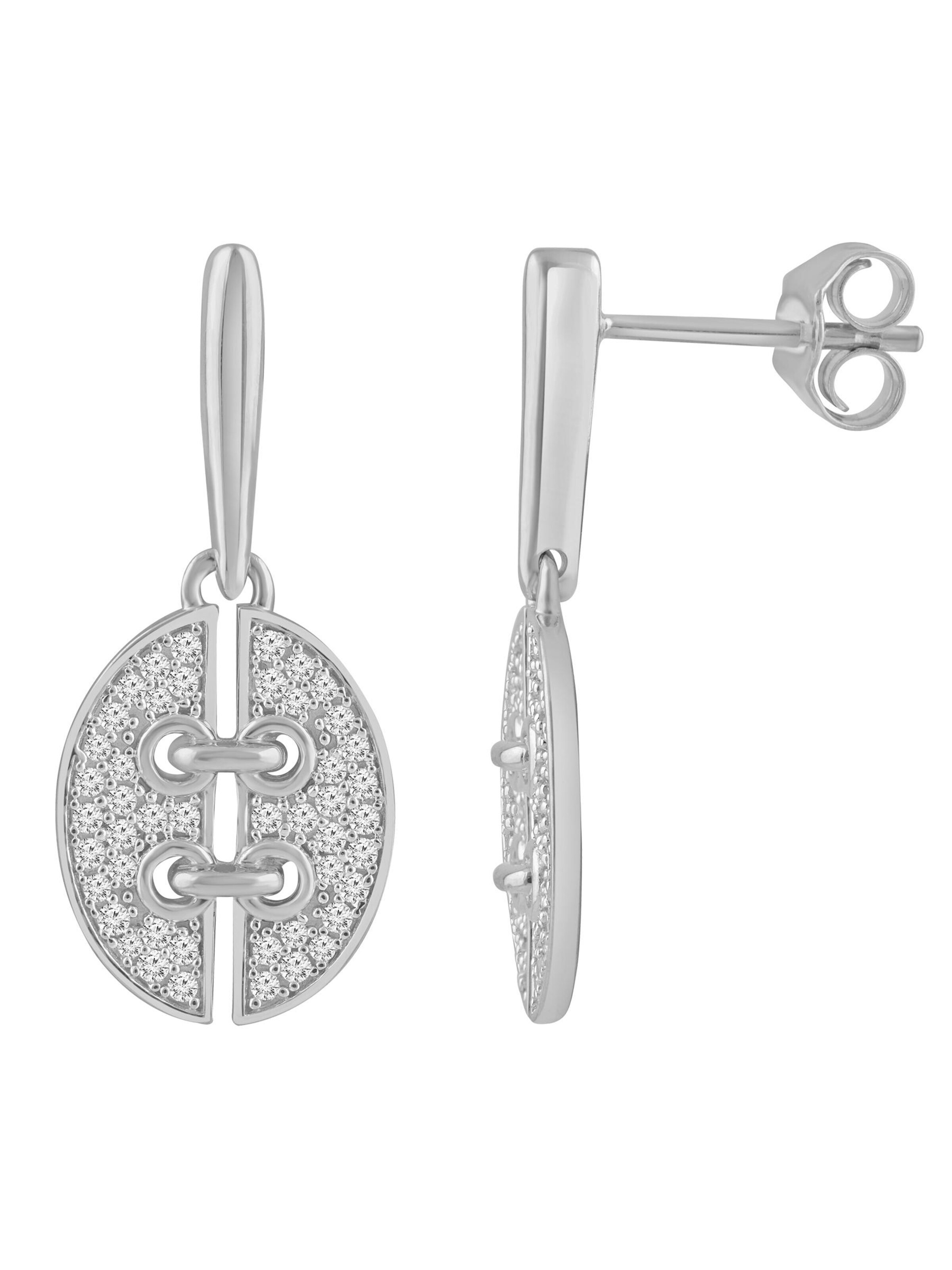 Diamant Exquis - Pendientes 'Ohrringe aus 585 Weißgold mit Diamant' en plata