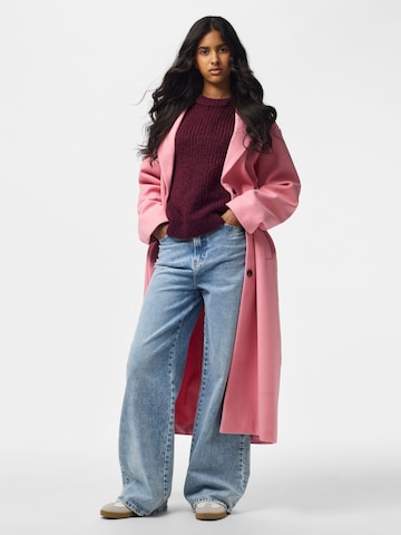 PIECES Between-seasons coat in Pink