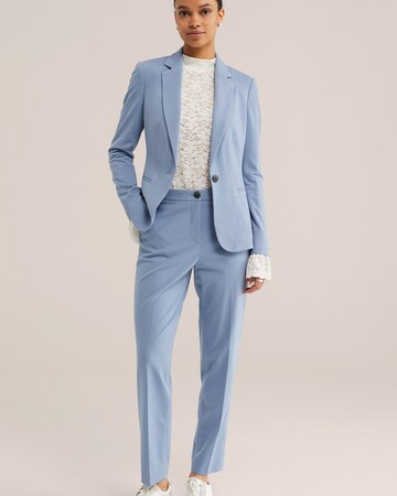 WE Fashion Slimfit Hlače na rob | modra barva