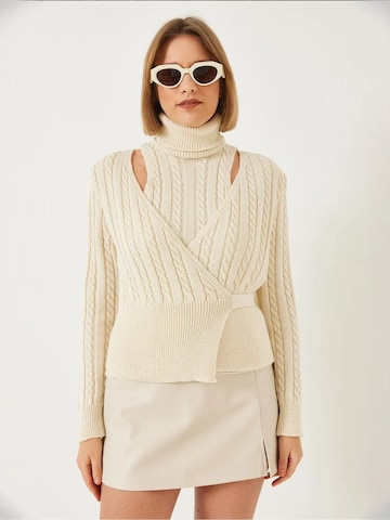 Bianco Lucci Gebreid vest in Beige: voorkant