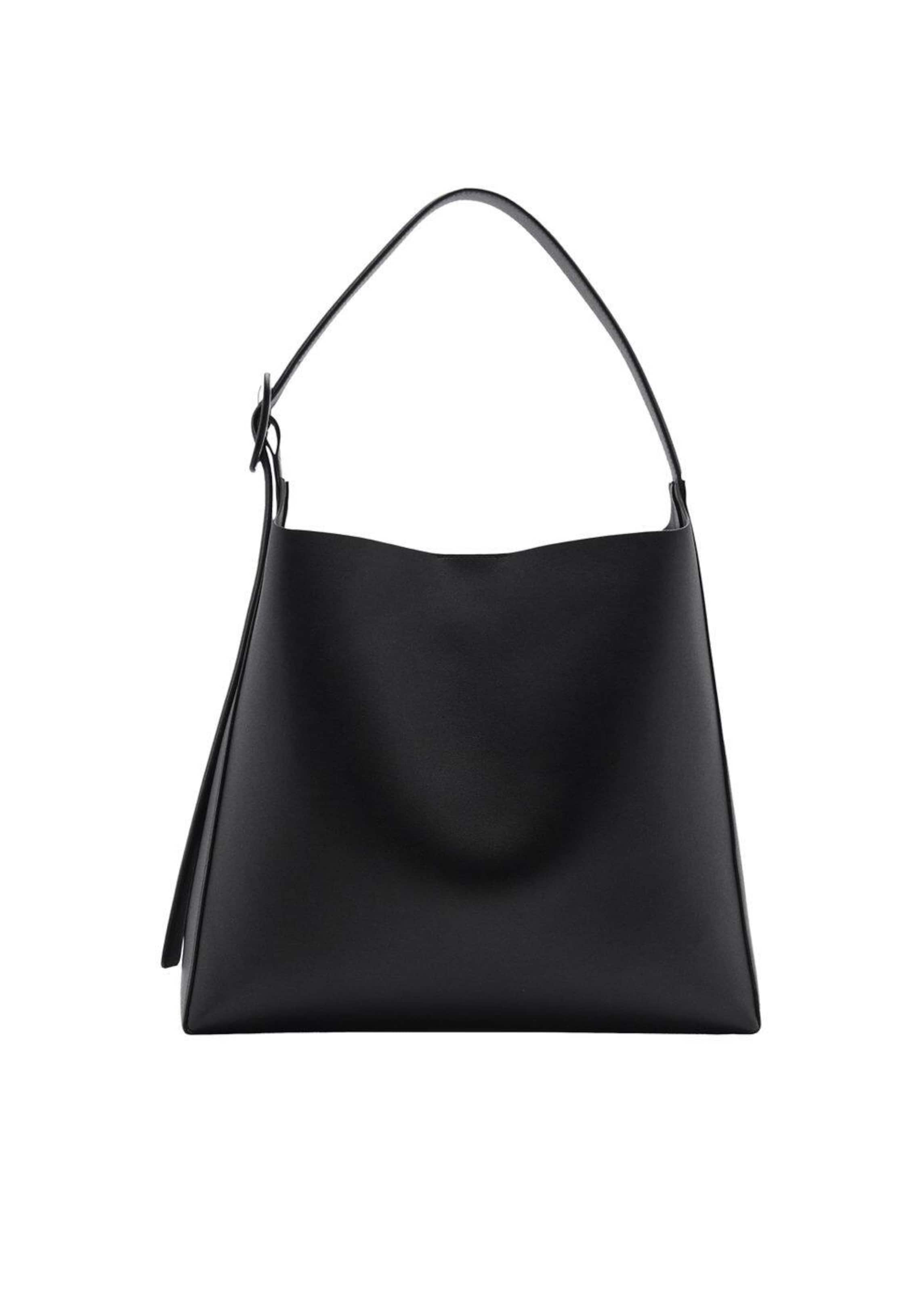 MANGO Kabelka na rameno 'Winnie' - Čierna: predná strana