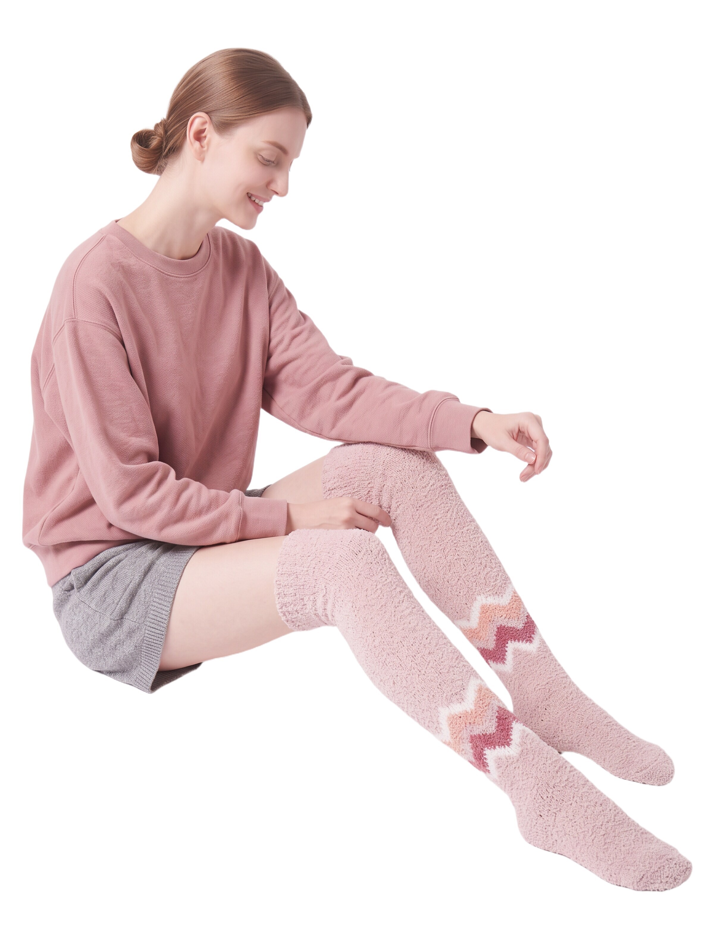 BONVERANO Over the Knee Socks in Brown
