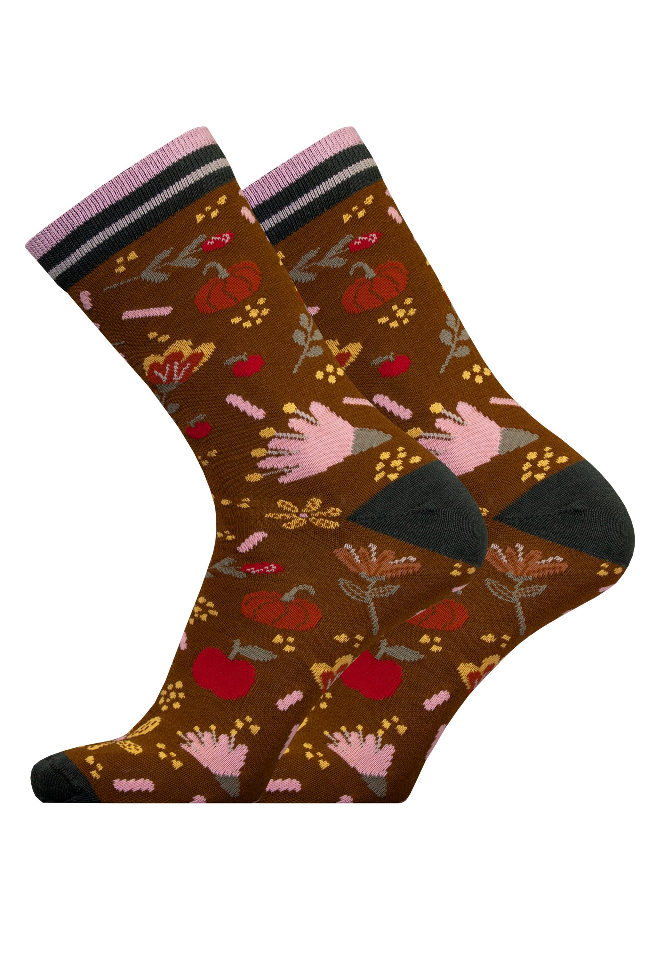 UphillSport Socks 'AUTUMN GARDEN' in Brown: front