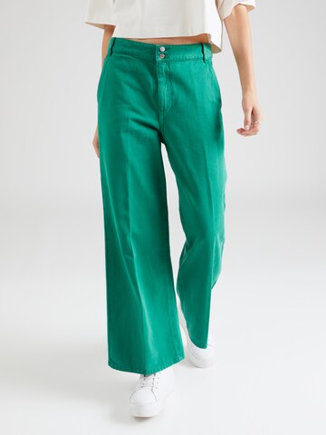 UNITED COLORS OF BENETTON Широкий Плиссированные брюки в Зеленый: спереди