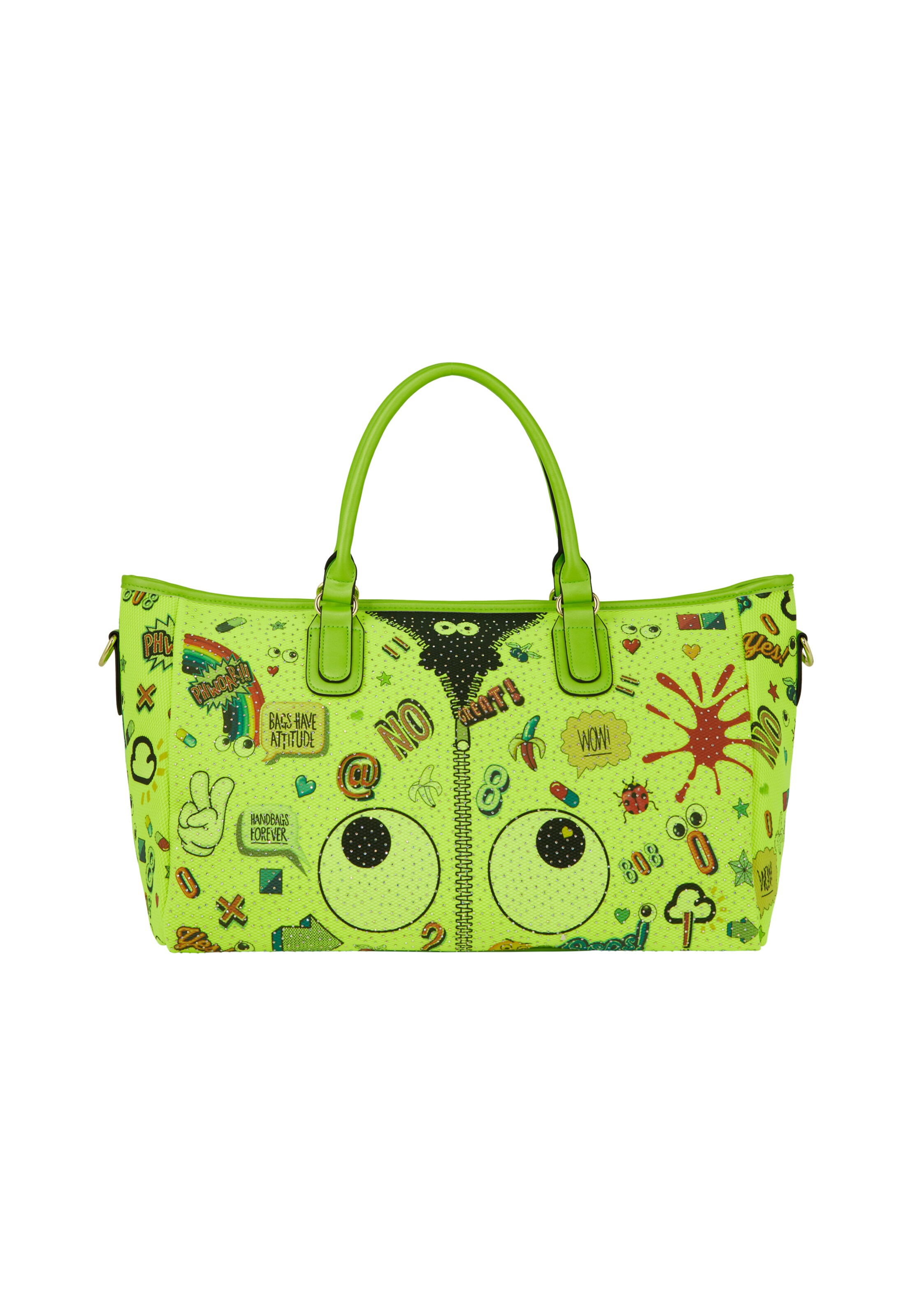 MYMO Torba shopper 'Pop Eyetheme' w kolorze neonowa zieleń / pomarańczowy / czerwony / czarnym, Podgląd produktu