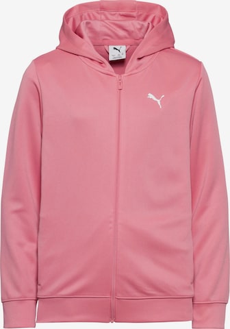 PUMA Athletic Zip-Up Hoodie 'Tad Essentials' in Pink: front