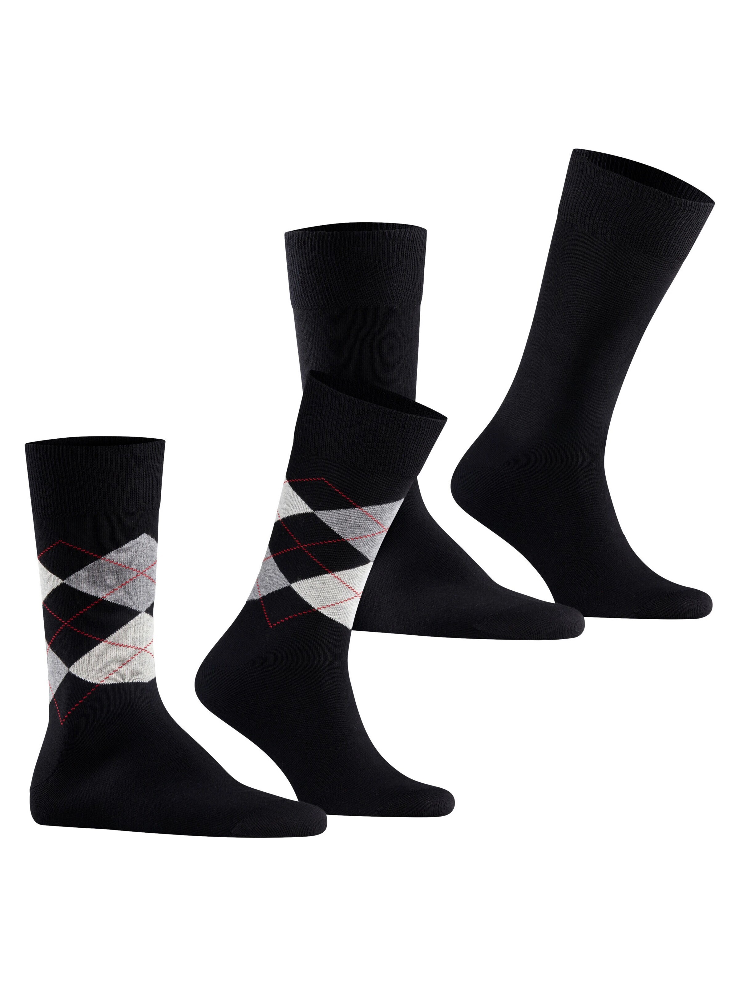 BURLINGTON Socken 'Everyday Argyle Mix 2-Pack'‌‌‌‌‌‌ in Schwarz