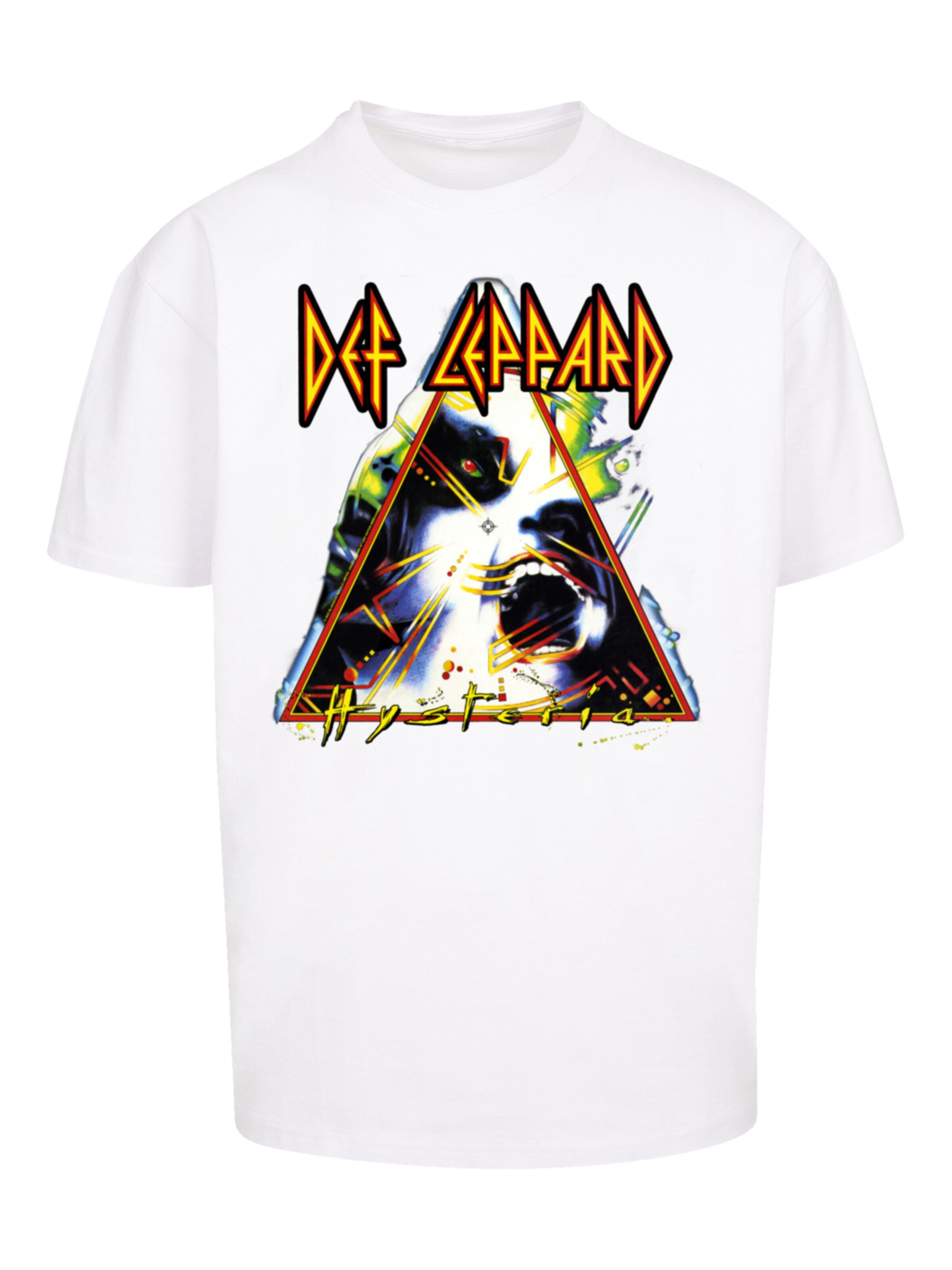 F4NT4STIC Shirt 'Def Leppard Hysteria' in Wit: voorkant