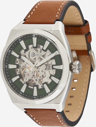 Analoginis (įprasto dizaino) laikrodis 'Everett' iš FOSSIL, spalva – ruda (konjako) / tamsiai žalia / sidabrinė, Prekių apžvalga