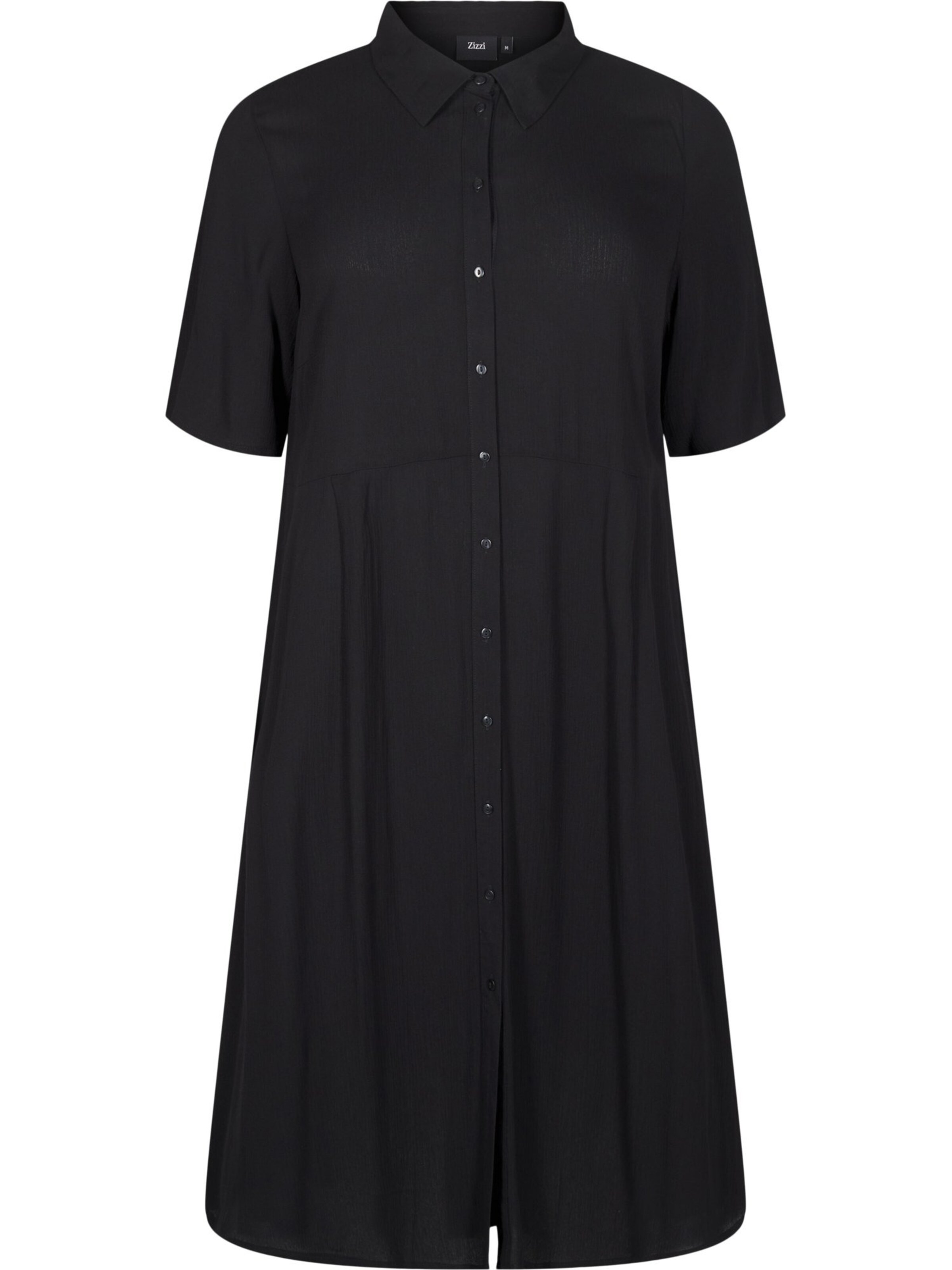 Zizzi Платье-рубашка 'Erose' в Черный: спереди