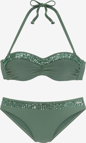 BRUNO BANANI Bandeau Bikini in Green: front