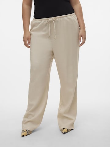 Vero Moda Curve Loosefit Broek 'DINNA' in Beige: voorkant