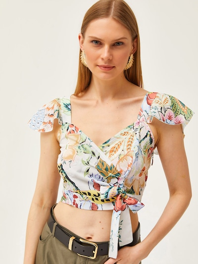 olalook Pusero värissä vaaleanvihreä / oranssi / musta / valkoinen, Tuotenäkymä