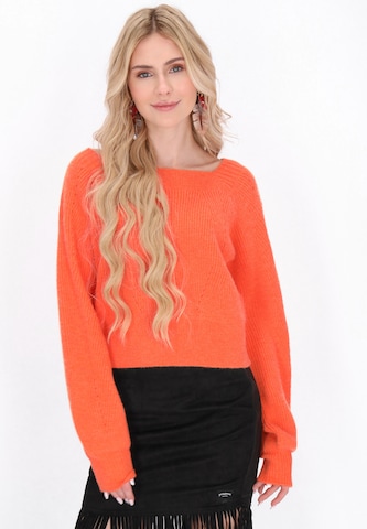 Pull-over IZIA en orange : devant